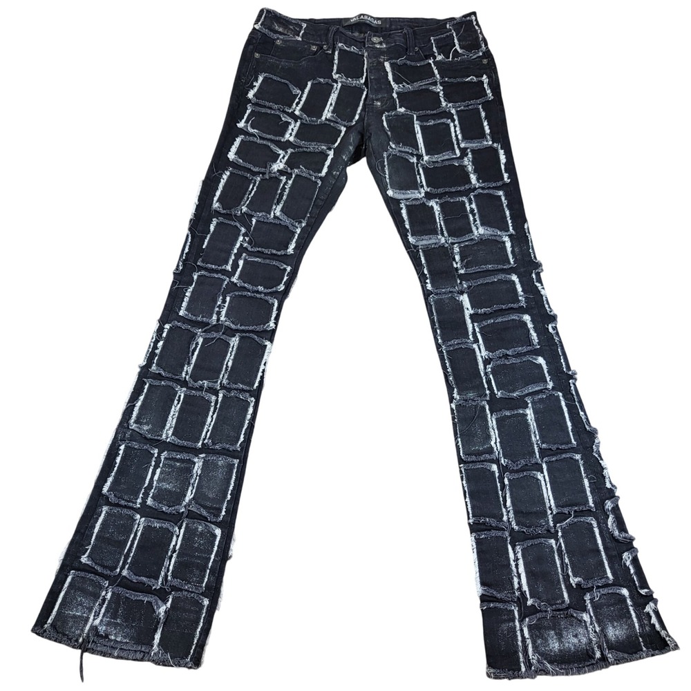 Valabasas Men Distressed Patchwork Flared Jeans S… - image 2